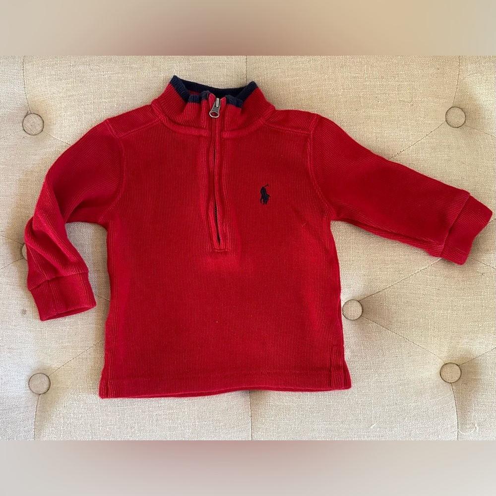 Ralph Lauren - Quarter Zip Red Sweater - 9 Months